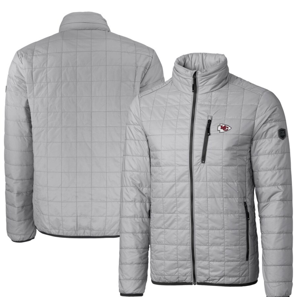 Men's NEW Cutter& Buck Gray Kansas City Chiefs Insulated Full-Zip Jacket Size XL